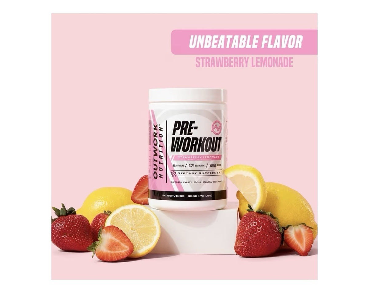 Outwork Nutrition Preworkout Energy Focus Stamina And Pump Strawberry Lemonade