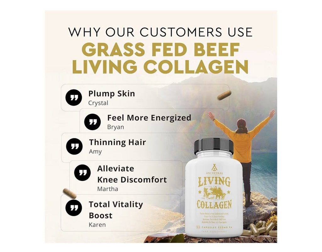 Ancestral Supplements Living Collagen Grass Fed Beef Pasture Raised 180 Capsules