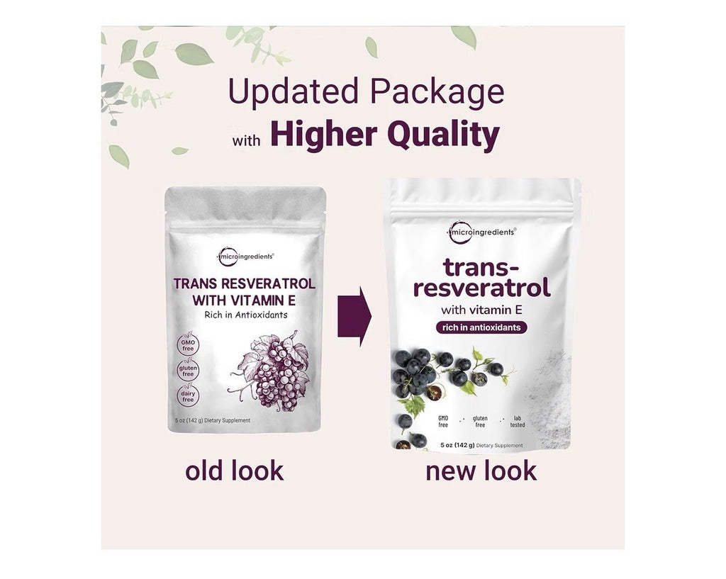 Micro Ingredients Trans-Resveratrol Powder W/ Vitamin E Rich In Antioxidant 5 oz
