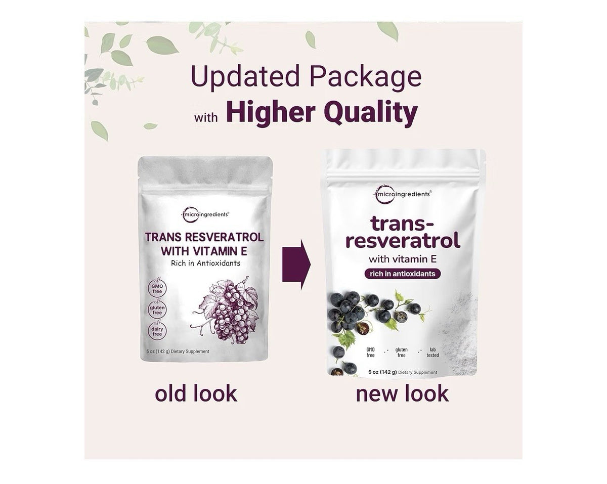 Micro Ingredients Trans-Resveratrol Powder W/ Vitamin E Rich In Antioxidant 5 oz