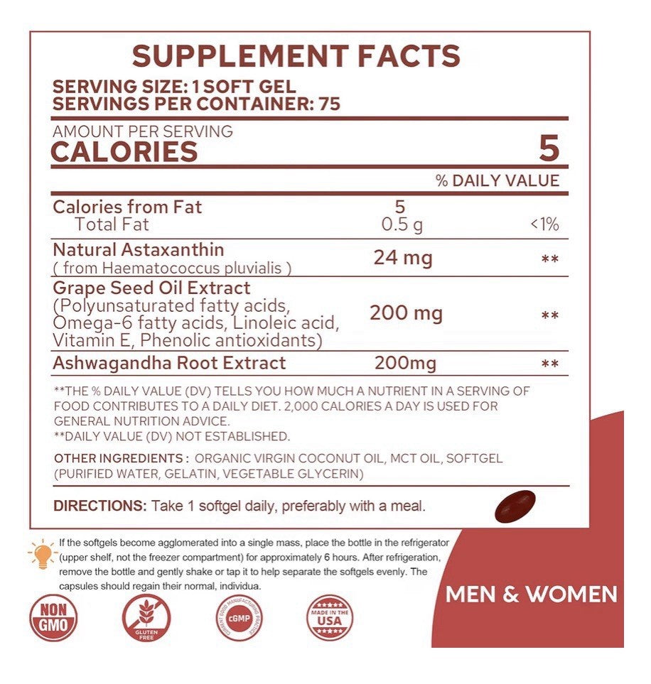 NEVISS Astaxanthin 24mg Antioxidants For Healthy Skin Eyes Aging 2 Pack