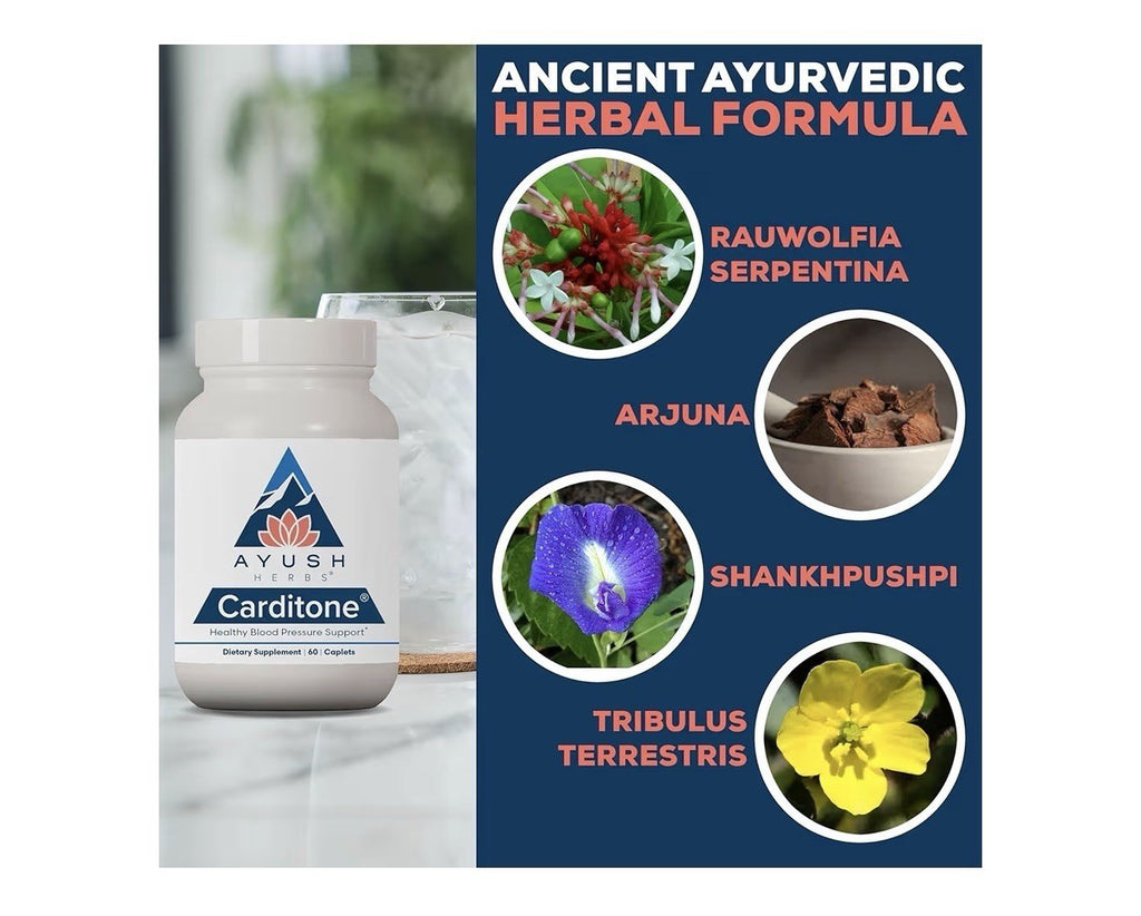 Ayush Herbs Carditone Healthy Blood Pressure Support For Women & Men 60 Capsules