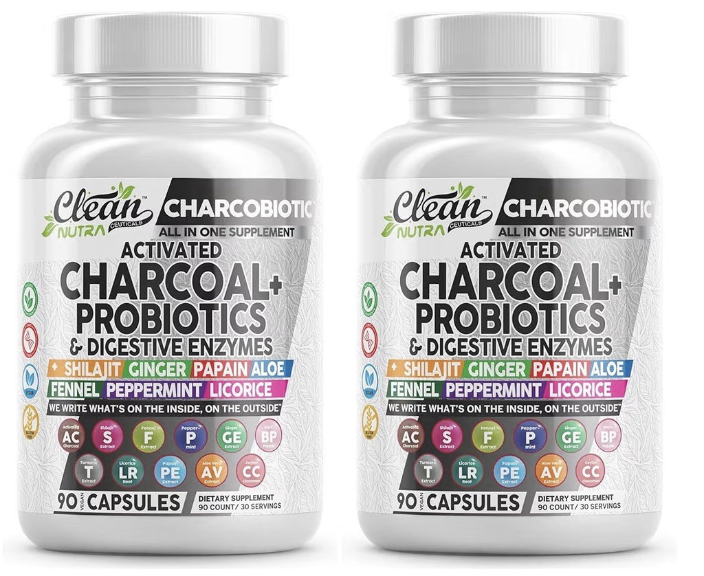 2 Packs Clean Nutra Charcobiotic Activated Charcoal Probiotics Gut Health 180cap