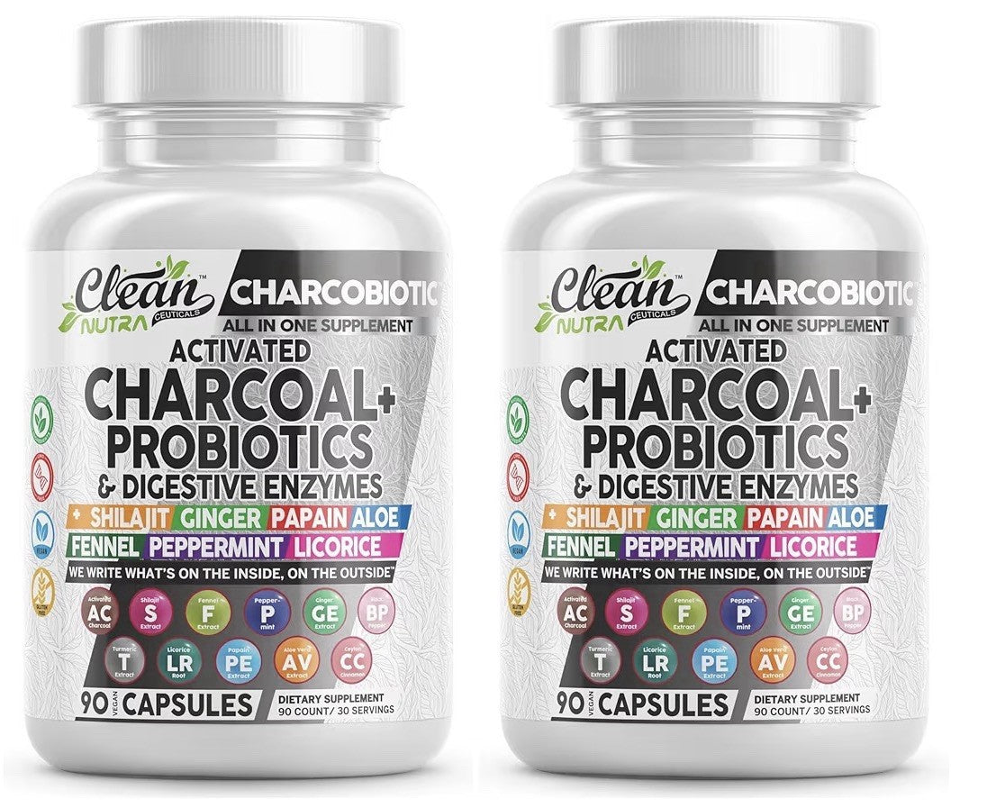 2 Packs Clean Nutra Charcobiotic Activated Charcoal Probiotics Gut Health 180cap