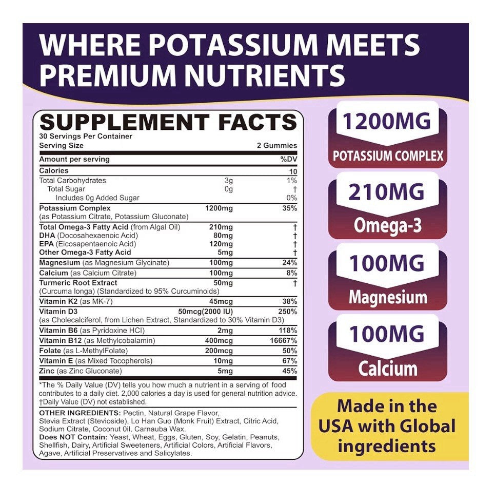 2Pack Nextdia Potassium Citrate & Gluconate Supplement Muscle Nerves Bone Health