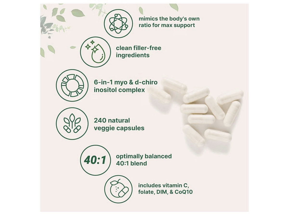 Myo-Inositol & D-Chiro Inositol 2,050mg Per Serving Clean Ingredients 240Capsule