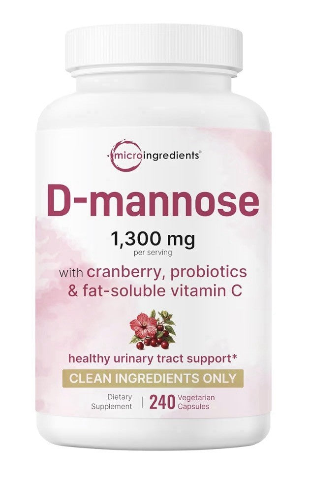 Micro Ingredients D Mannose 1,300mg Per Serving with Cranberry Probiotics 240cap