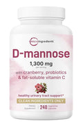 Micro Ingredients D Mannose 1,300mg Per Serving with Cranberry Probiotics 240cap