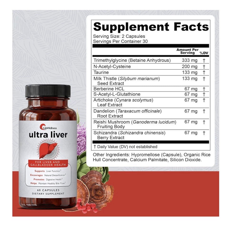 UpWellmess Ultra Liver for Liver and Gallbladder Health Healthy Bile Flow 5 Pack