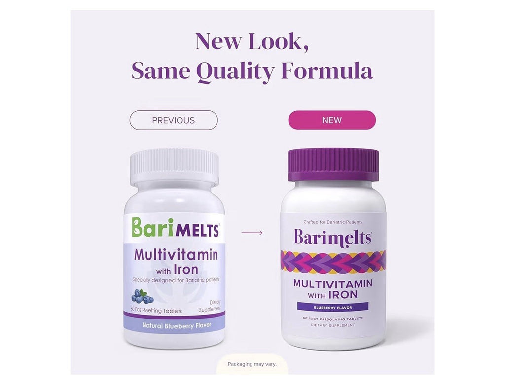 3 Pack BariMelts Multivitamin with Iron Bariatric Vitamins for Women Blueberry