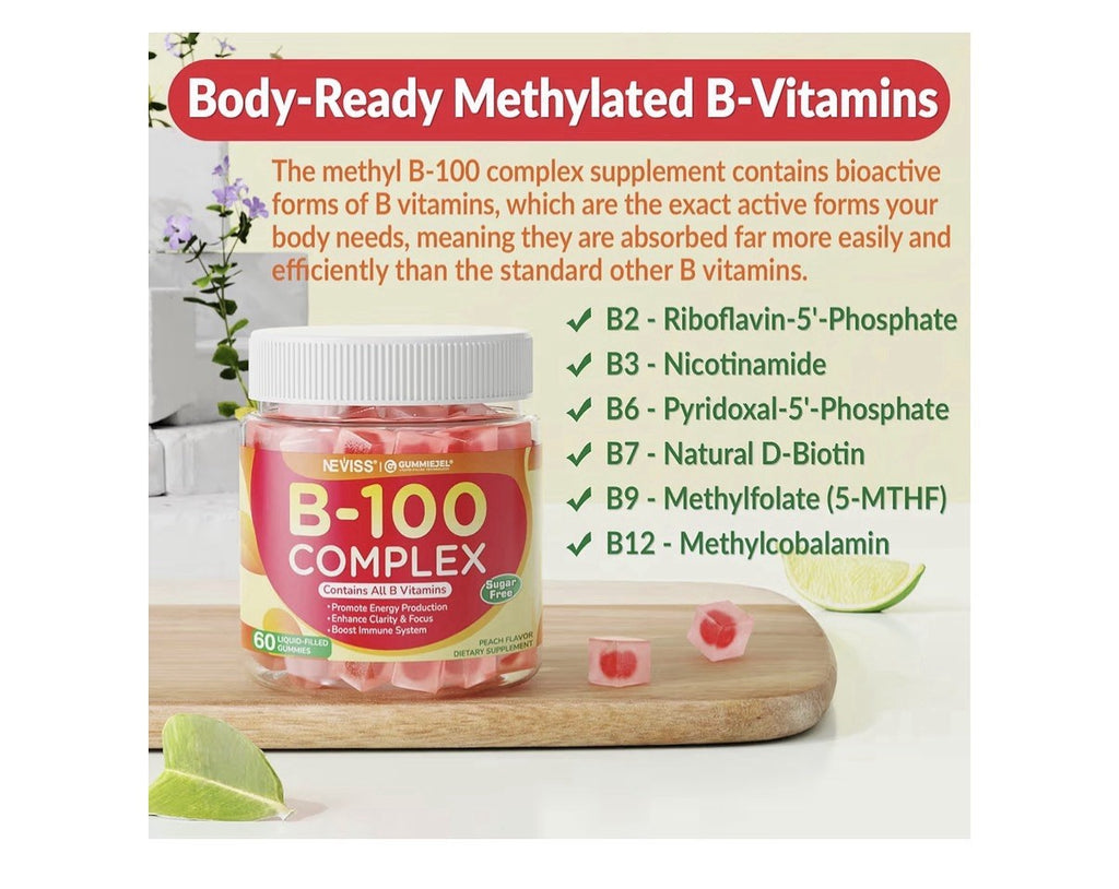 2 Pack Neviss B 100 Complex Methylated B Complex Women & Men Energy Brain Immune