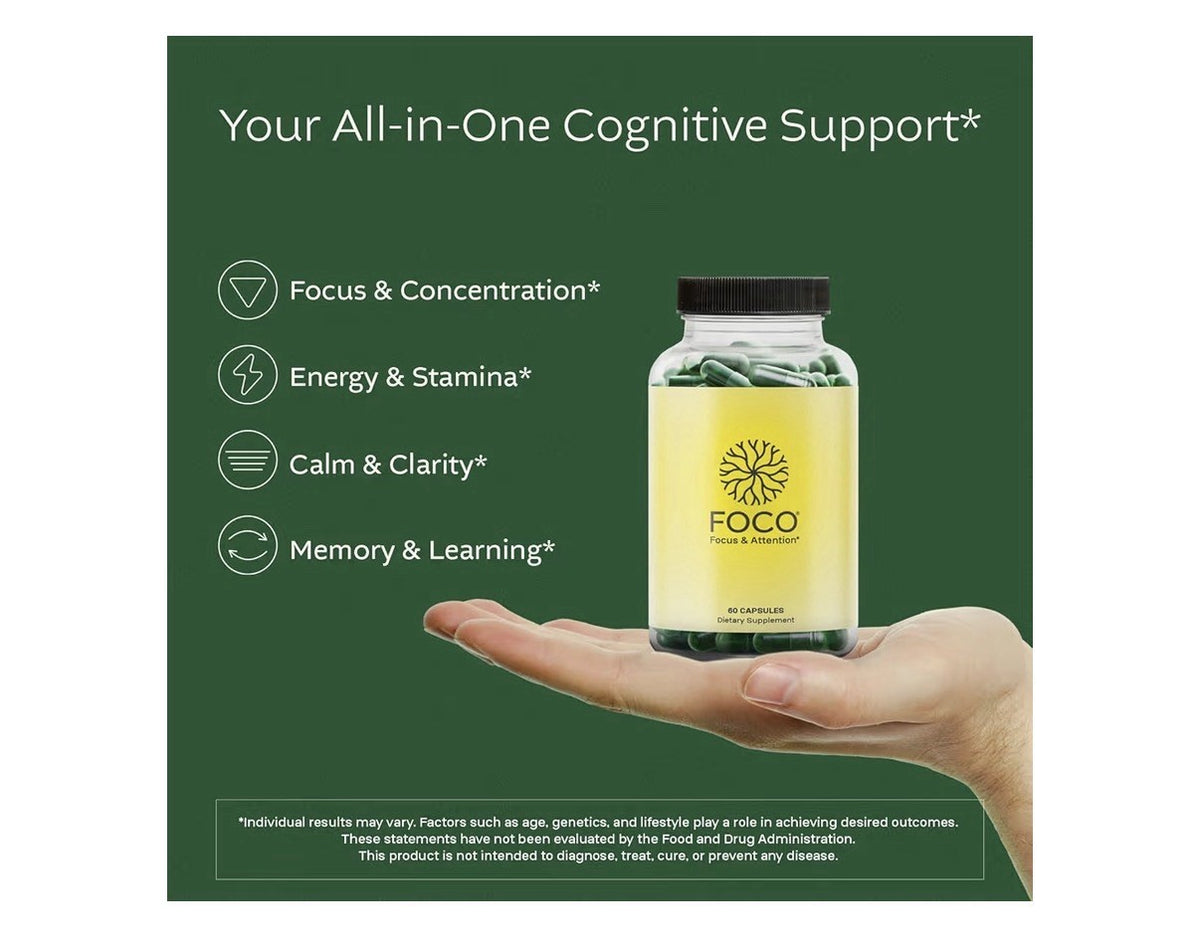 FOCO Focus & Attention Natural Supplement for Teens & Adults 2 Pack