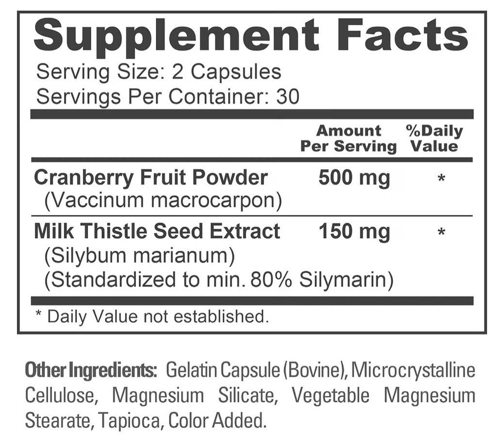 NusaPure Liver & Kidney Support 650mg With Cranberry & Milk Thistle 60 Capsules