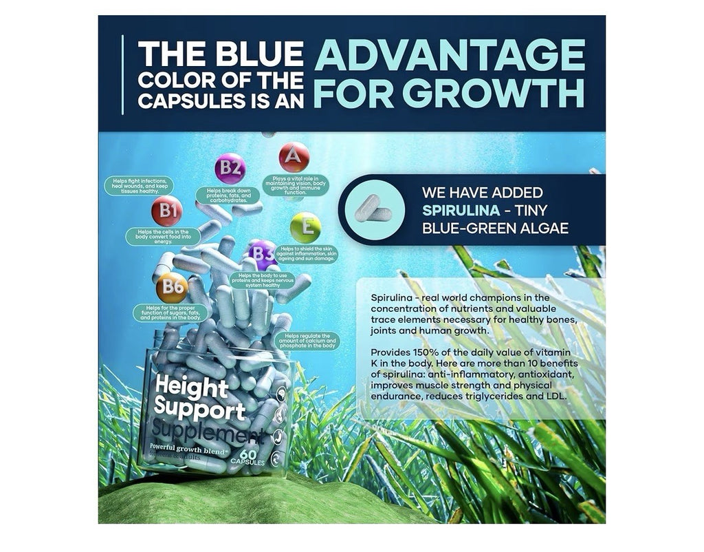 LM LILYNUTRAMOON Height Support Supplement  Powerful Growth Tens & Adults 60Caps