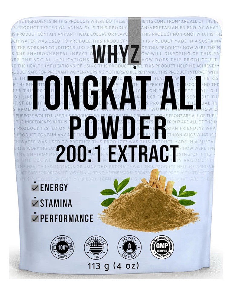WHYZ Tongkat Al Powder 113g Pure Longjack 200:1 Extract Eurycoma Longifolia 4oz