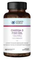 Vitamin World Omega 3 Fish Oil 1360 mg Triple Strength Supplement 60 Softgels