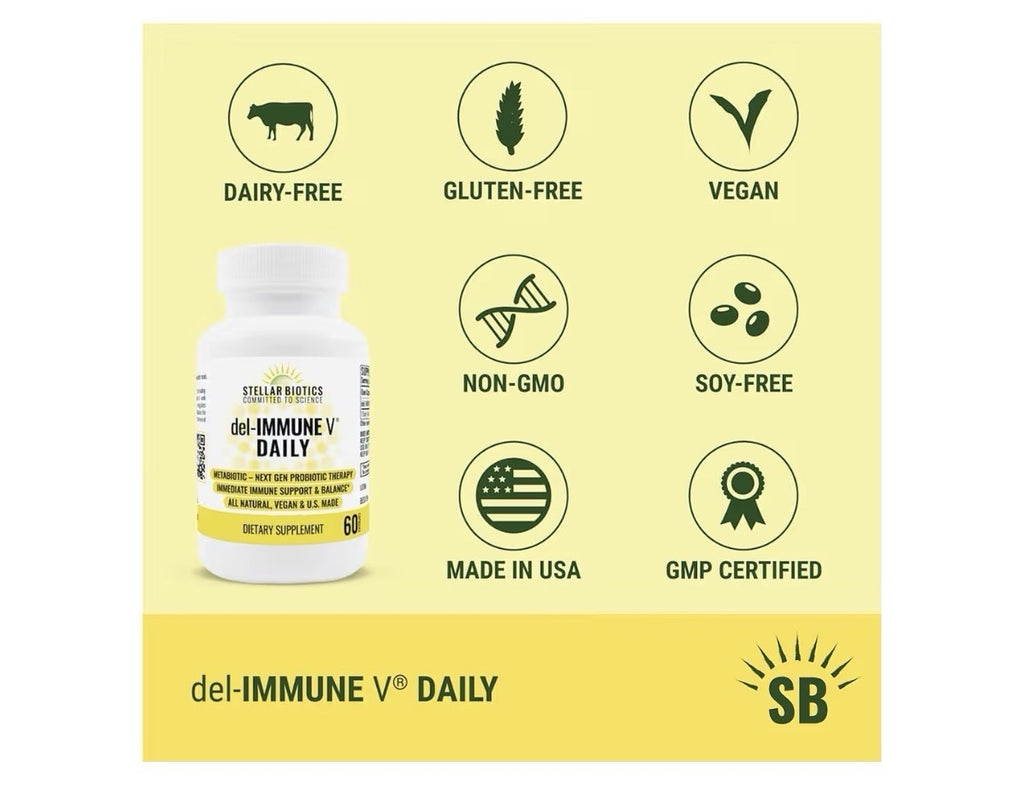Del-Immune V Daily by Stellar Biotics Natural Immune Support Gut Health 60 Caps