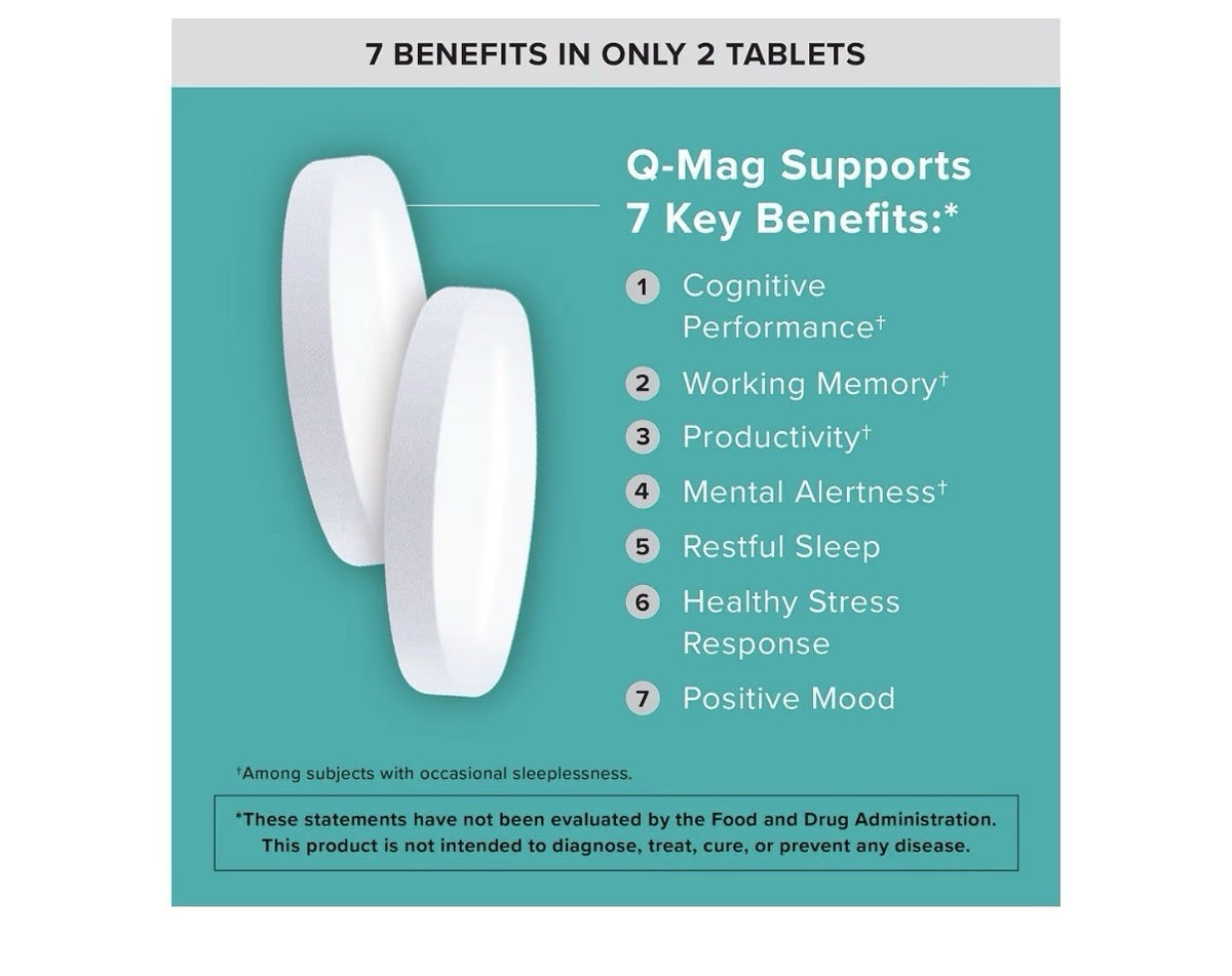Qunol Q-Mag Magnesium L-Threonate Magtein Cognitive Memory Productivity 60Tablet