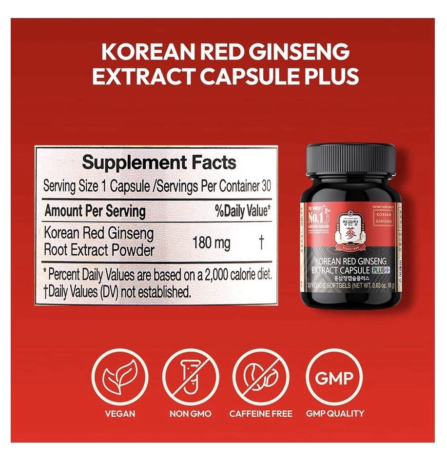 JUNG KWAN JANG Korean Red Ginseng Extract Capsule Plus Energy Boost Immune 30sg