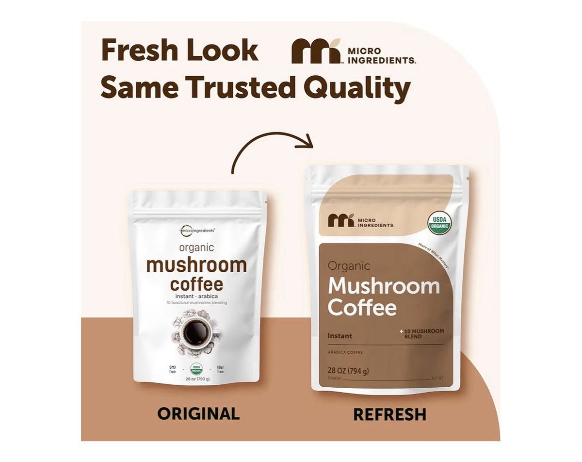 Micro Ingredients Organic Mushroom Coffee Powder 10 Mushrooms Blending 28 oz
