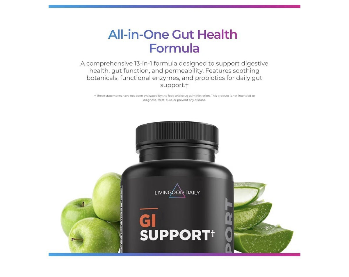 Livingood Daily GI Support Gut Cleanse Detox Supplement 13-in-1 Probiotics 120ca