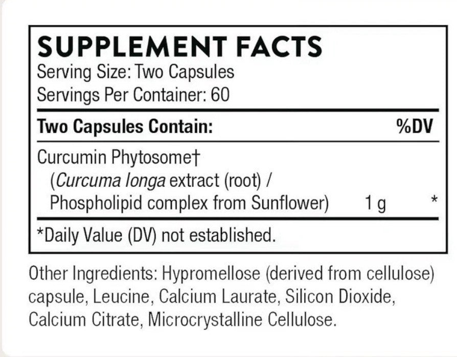 Thorne Curcumin Phytosome 1000 mg Per 2 Capsule Serving 120 Capsules Supplement