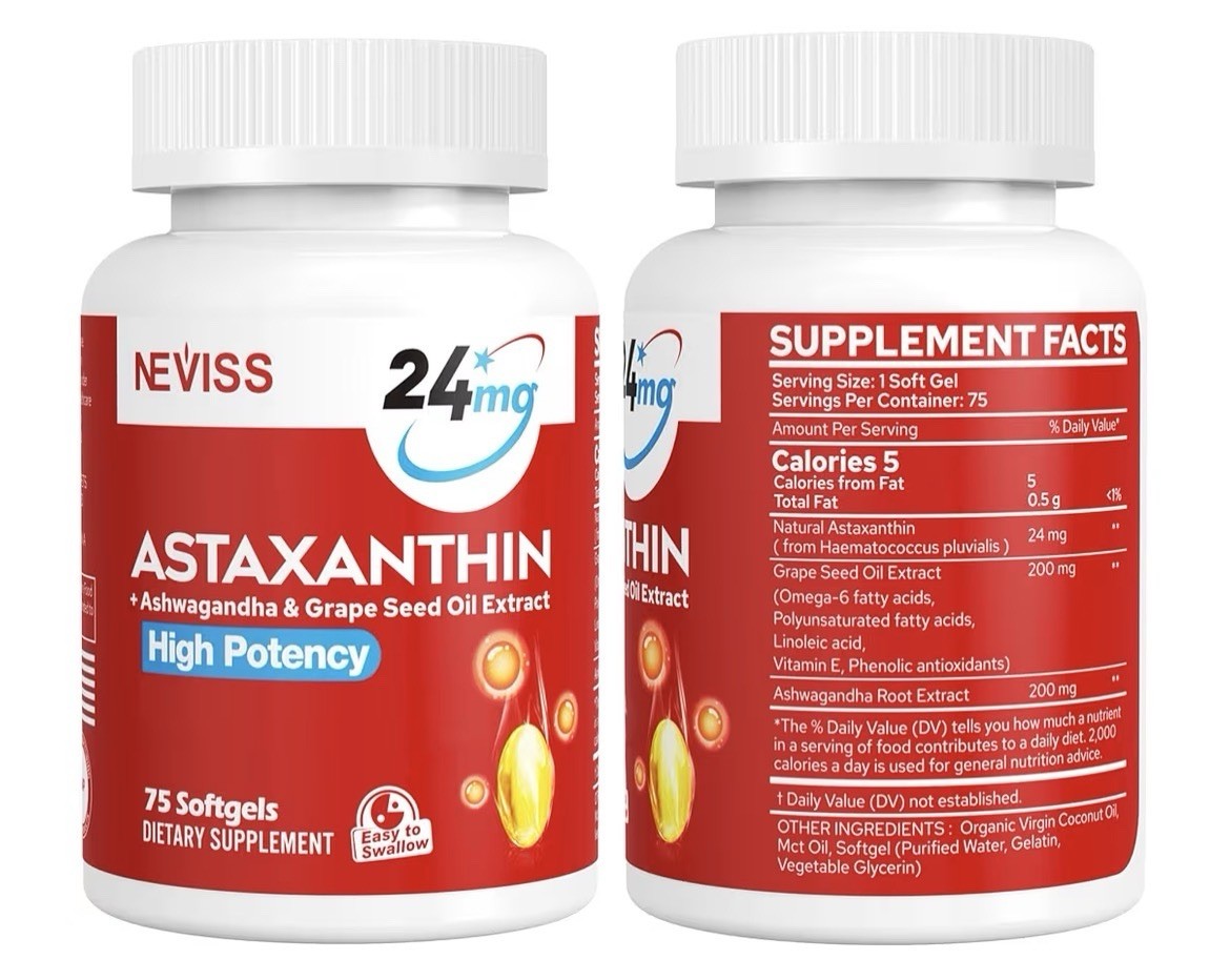 NEVISS Astaxanthin 24mg Antioxidants For Healthy Skin Eyes Aging 2 Pack