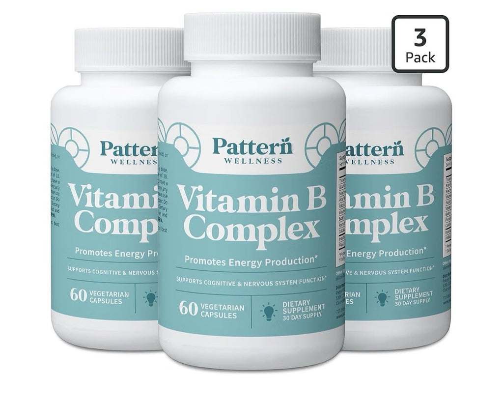 3 Pack Pattern Wellness Vitamin B Complex Promotes Energy Production Cognitive