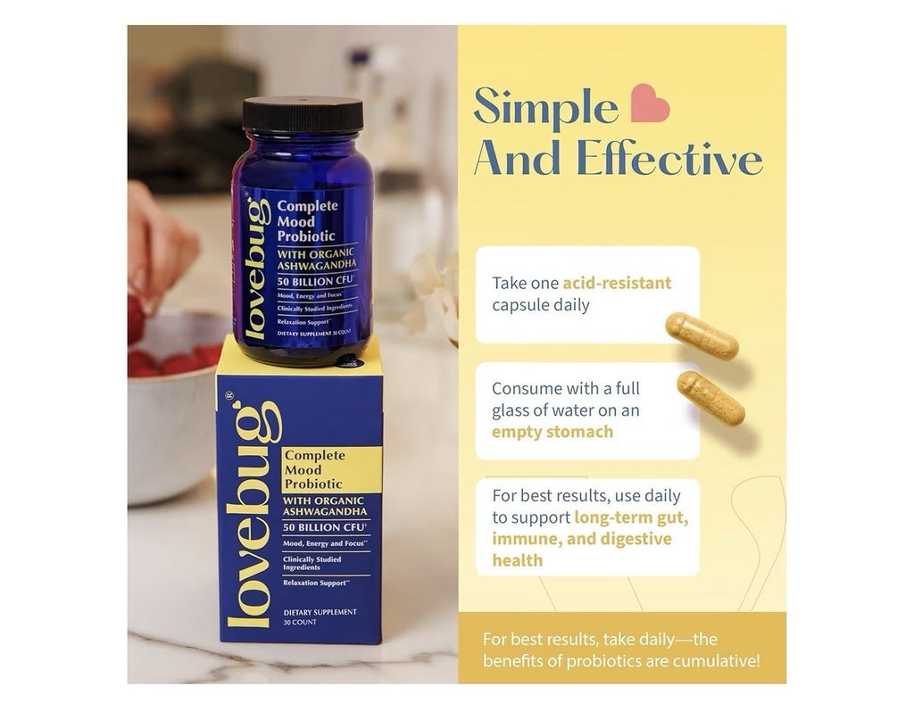 LoveBug Complete Mood Probiotics for Women 50 Billion CFU Mood Digestive 30 Caps