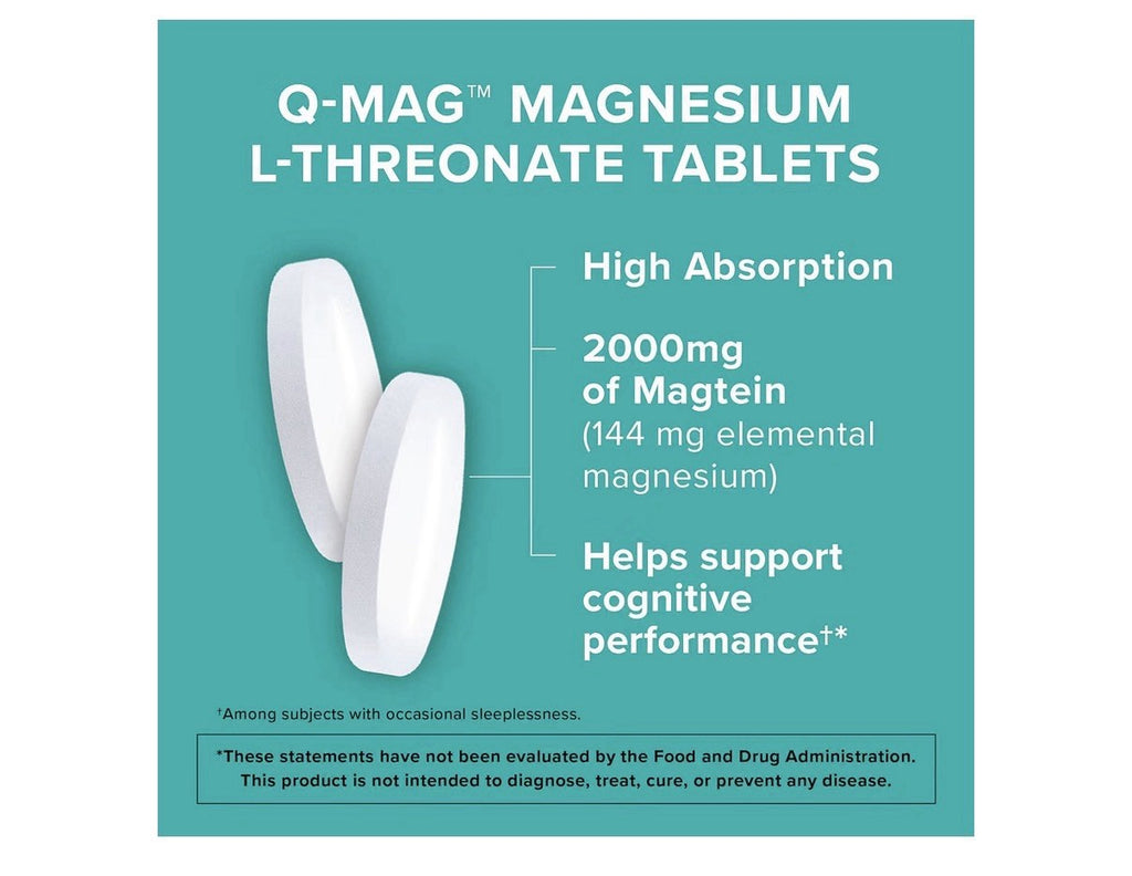 Qunol Q-Mag Magnesium L-Threonate Magtein Cognitive Memory Productivity 60Tablet