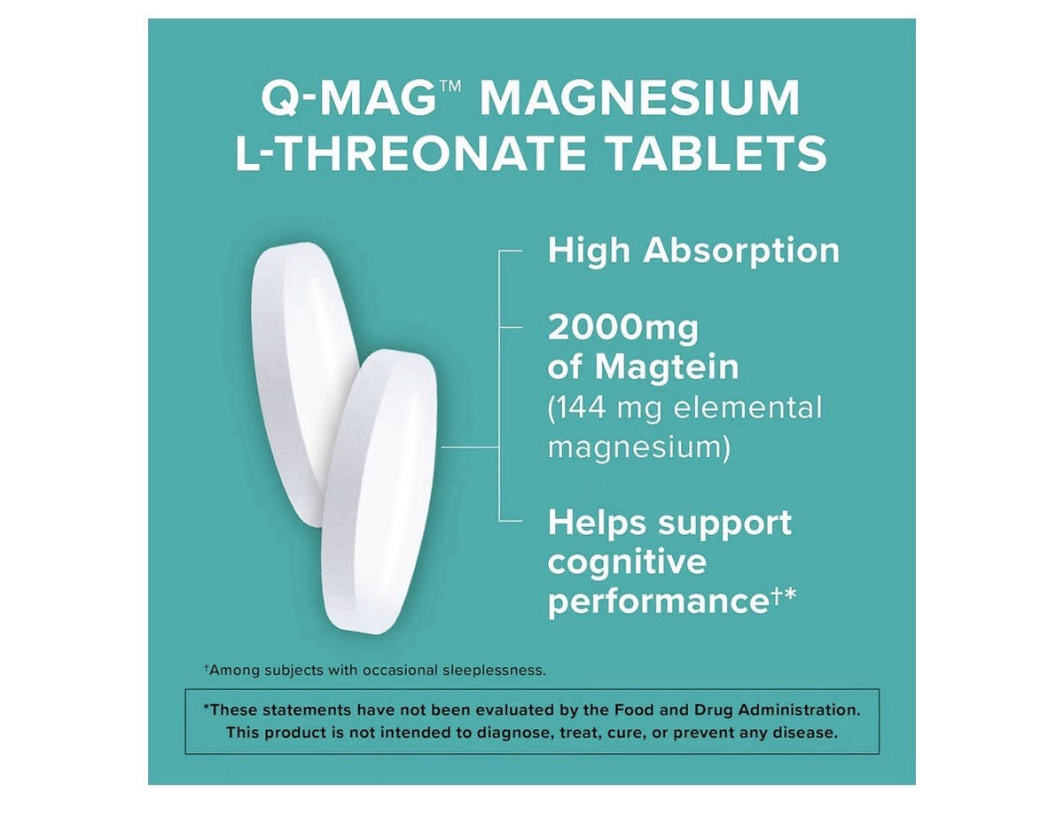 Qunol Q-Mag Magnesium L-Threonate Magtein Cognitive Memory Productivity 60Tablet