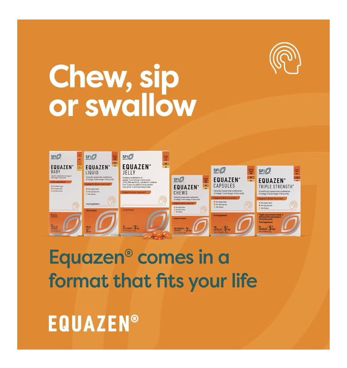 Equazen Omega 3 Omega 6 Supports Brain Function For 3+ Years 180 Chewable Caps