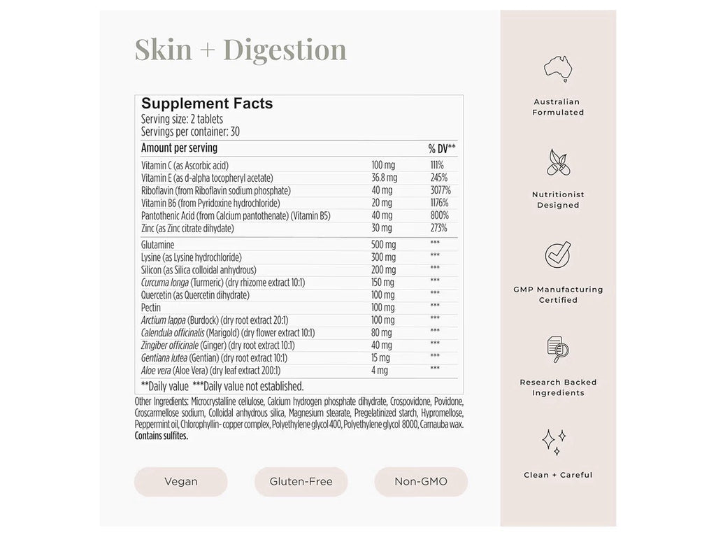 2 Packs JSHealth Vitamins Skin and Digestion Formula Skin Acne Supplement 120Tab