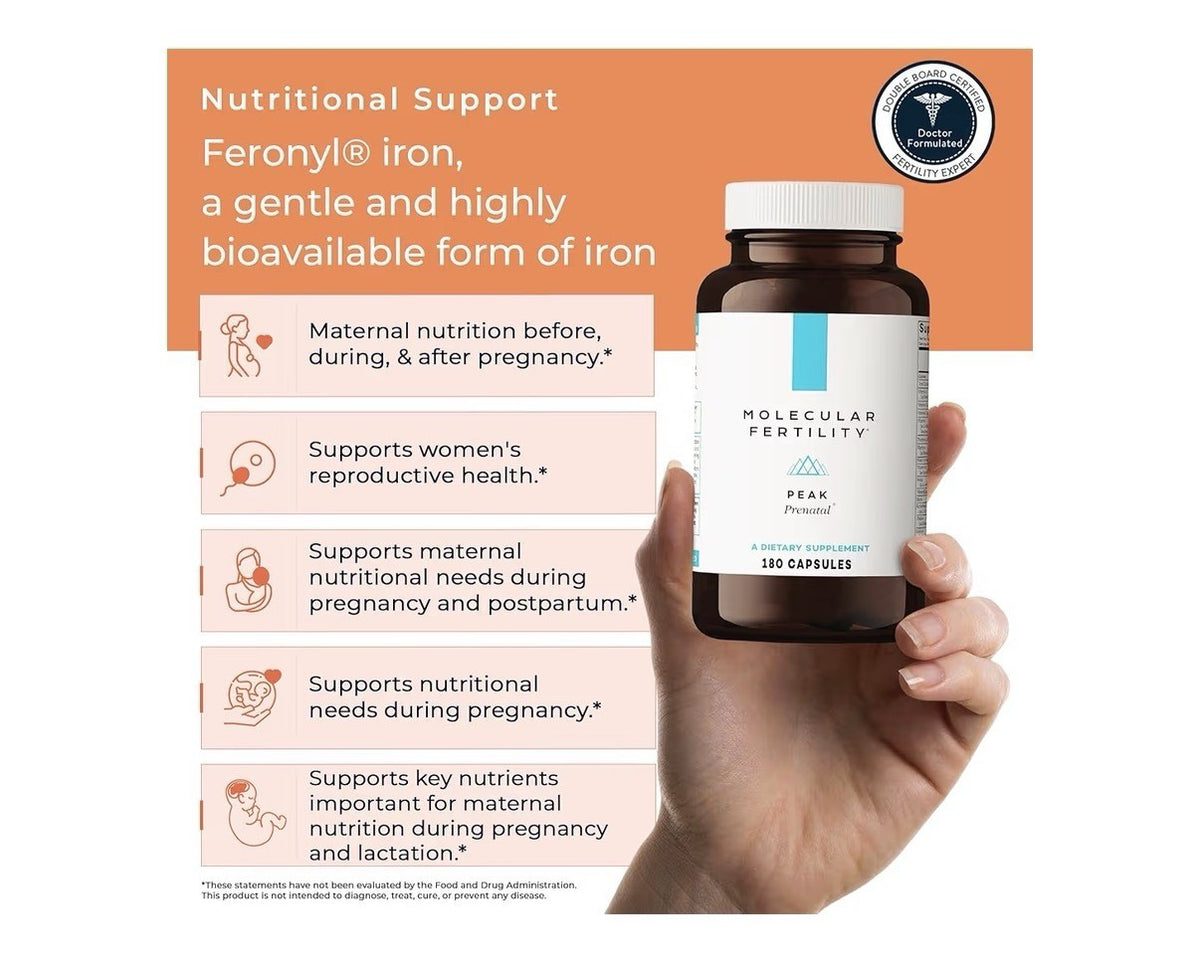 Molecular Fertility Peak Prenatal Vitamins For Women 180 Capsules 30 Day Supply