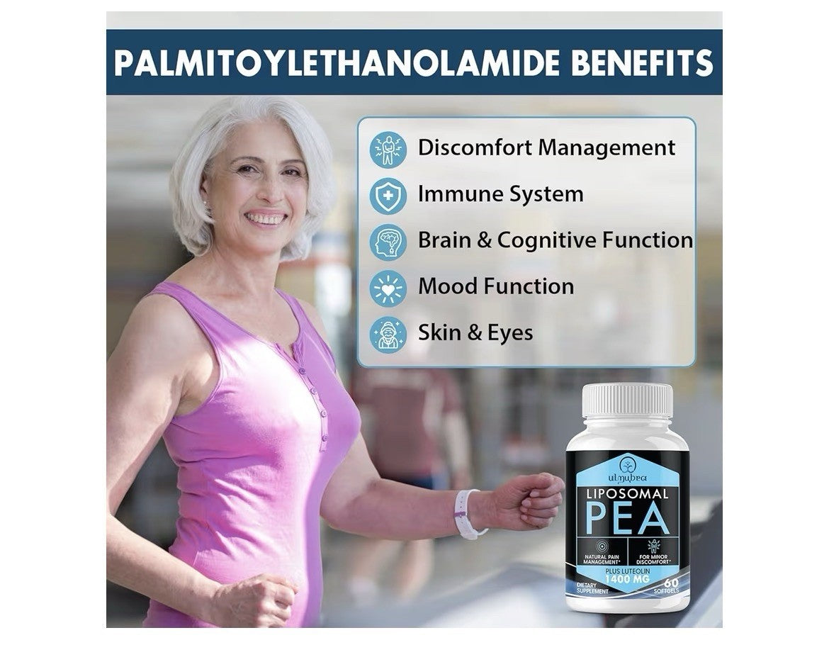 2 Pack Ulmubra Liposomal PEA Palmitoylethanolamide Luteolin Pain Management