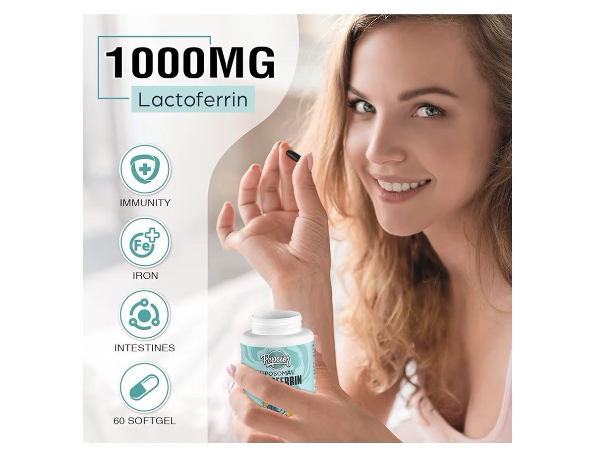 2 Packs Pepeior Liposomal Lactoferrin 1000mg Higher Absorption for Iron Immune
