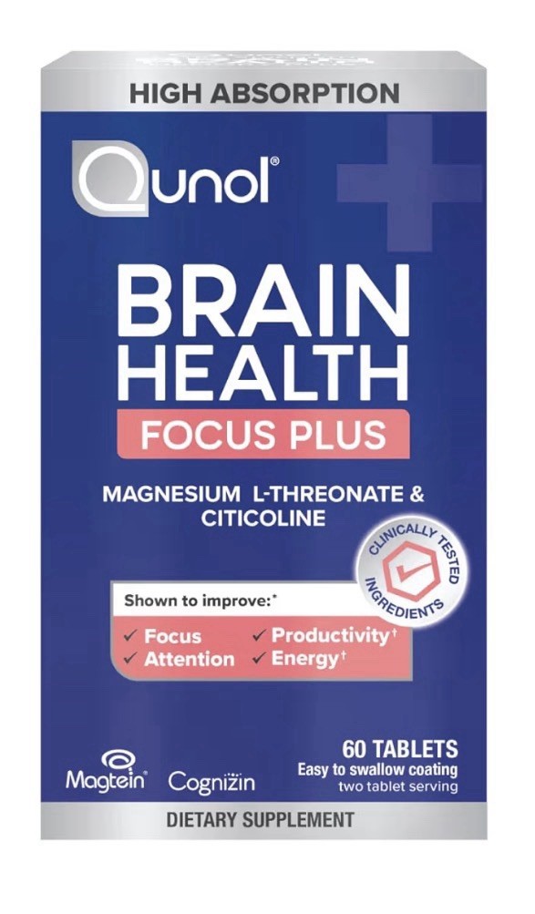 Qunol Brain Health Focus Plus Focus Alertness Productivity Energy 60 Tablets