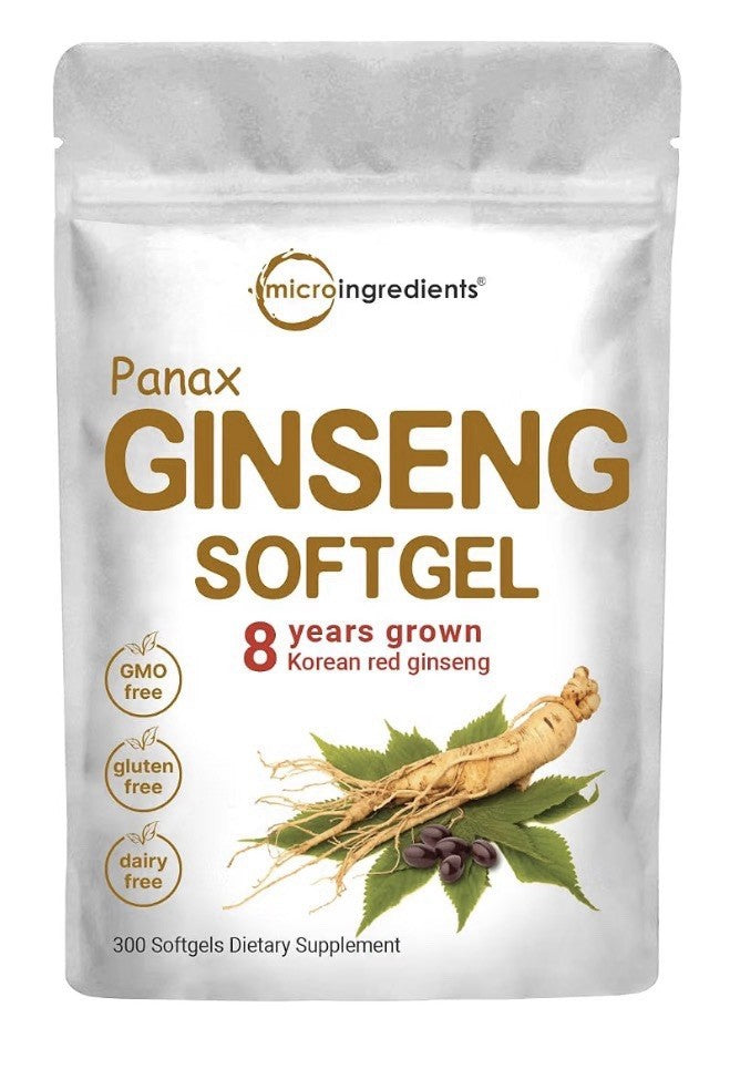 Micro Ingredients Red Panax Ginseng Softgels 8 Years Grown Korean 300 Softgels