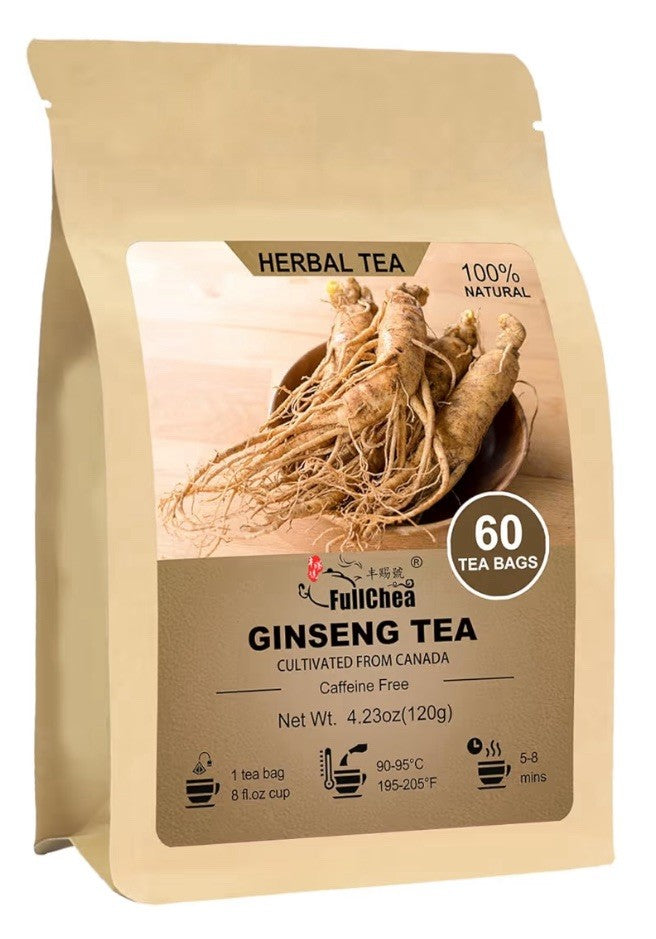 FullChea Ginseng Root Tea herb Pure  Non-GMO Caffeine-Free 60 Tea Bags