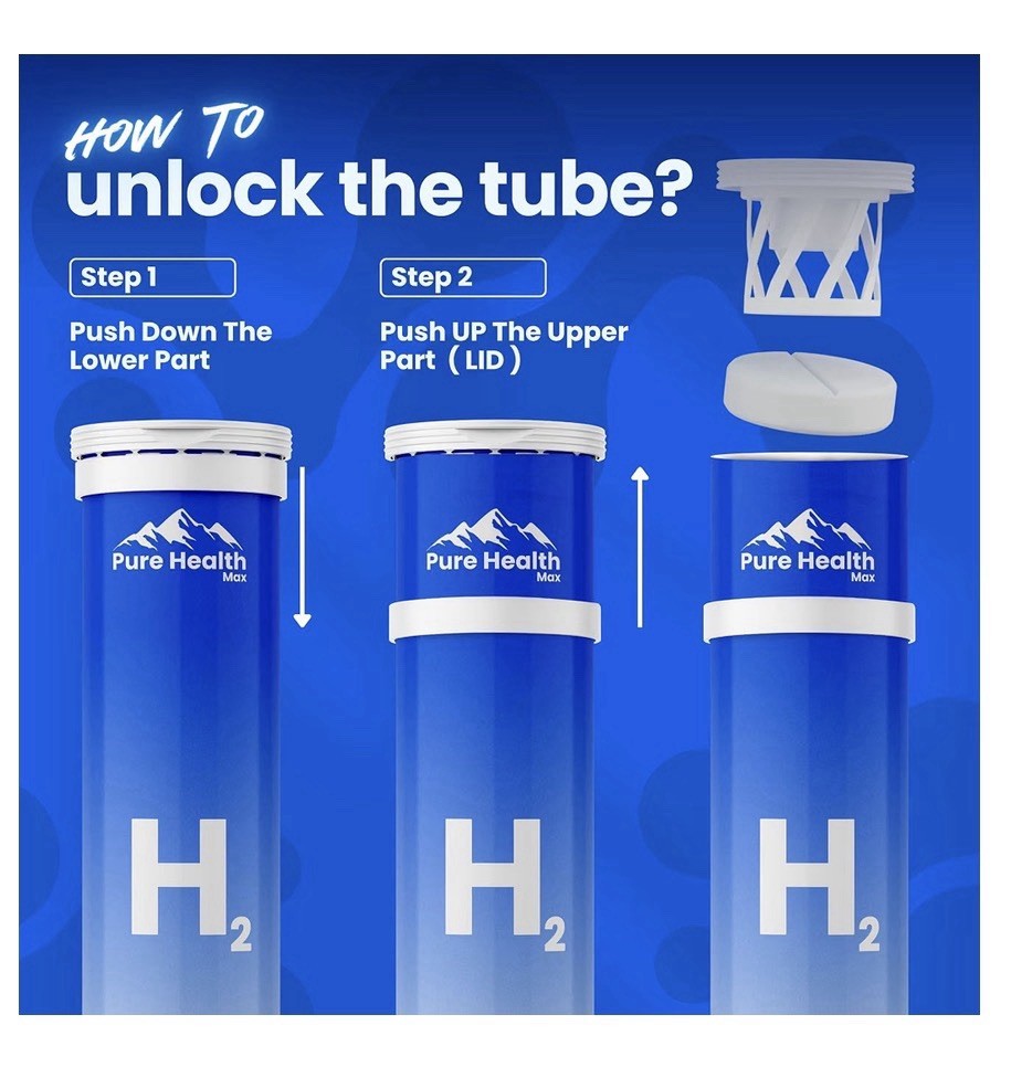 Pure Health Max Hydrogen Water Tablets for Drinking Water H2 Molecular 90Tablets