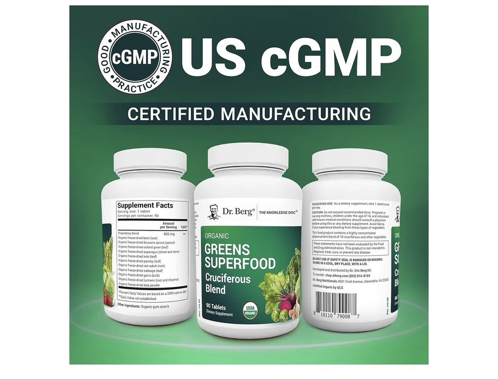 Dr. Berg Greens Superfood Cruciferous Blend Vegetable 250 Tablets Super Greens