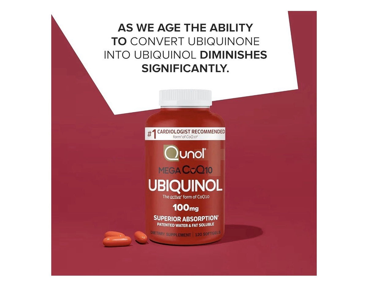 2 Pack Qunol Mega CoQ10 Ubiquinol 100mg Coenzyme Q10 Antioxidant Heart Health