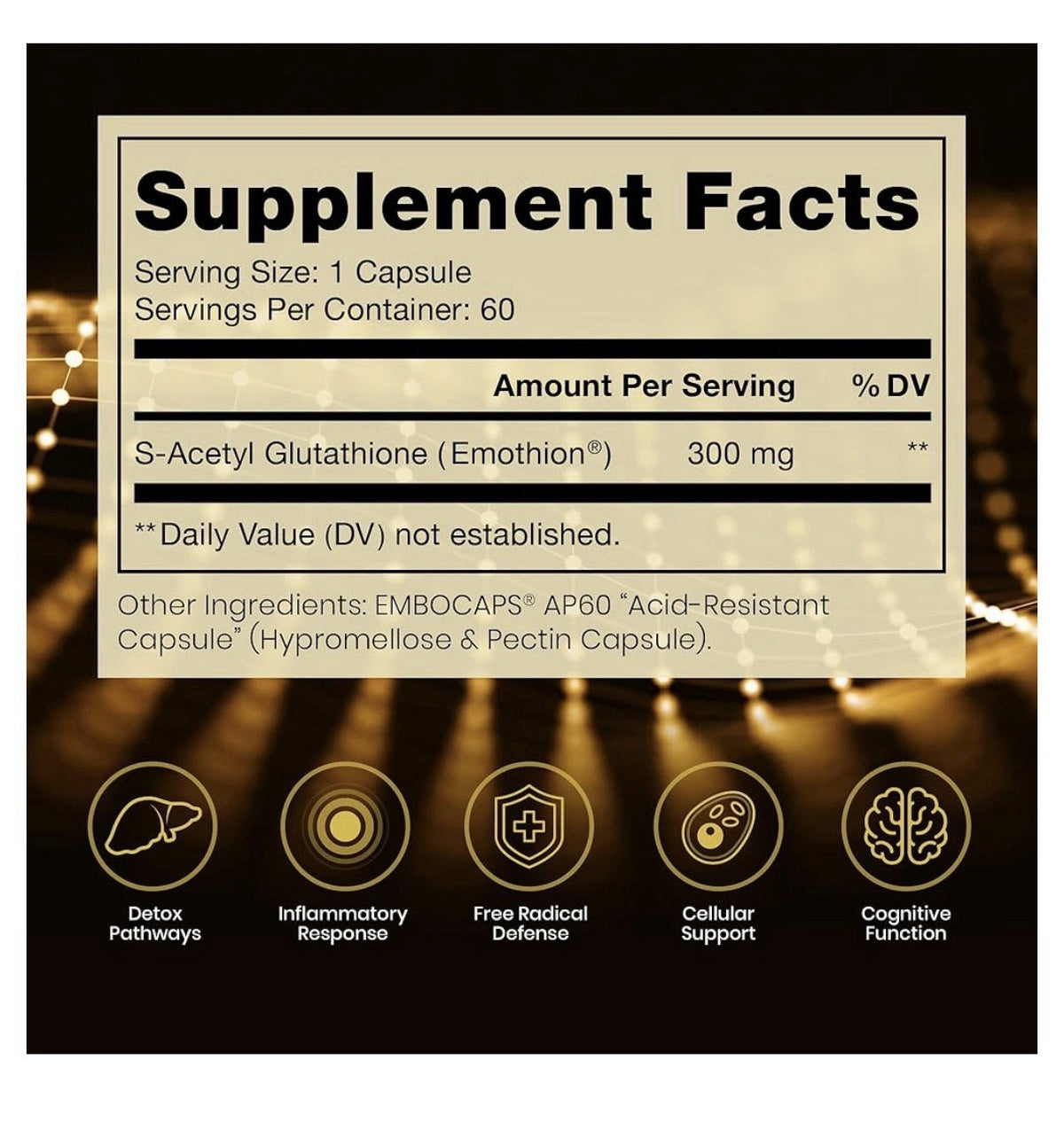Pure Therapro Rx S-Acety! Glutathione Gold 300mg PER Capsule Month Supply 60cap