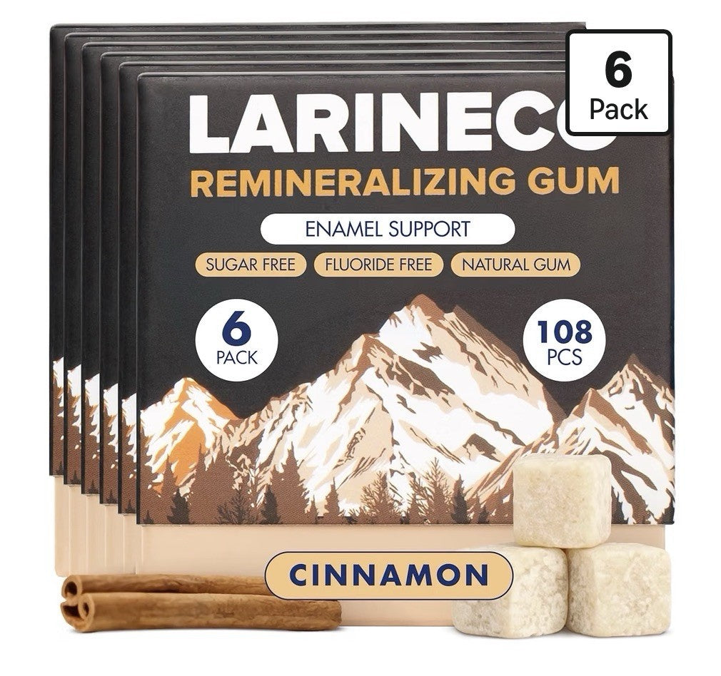 Larineco Remineralizing Gum Hydroxyapatite Xylitol Gum Cinnnamon Flavor 6 Pack