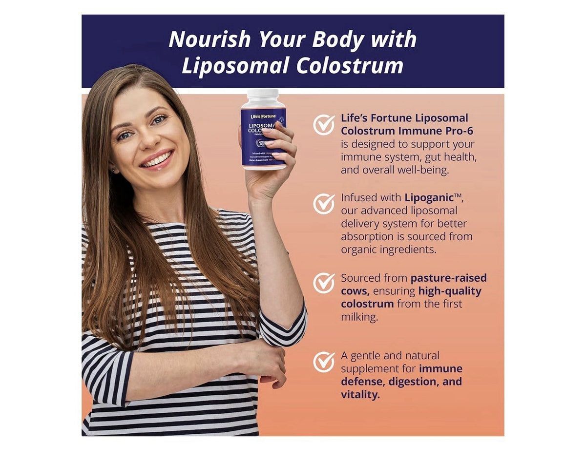 Life's Fortune Liposomal Colostrum Defense Activator Muscle Gut Hair Health 180c