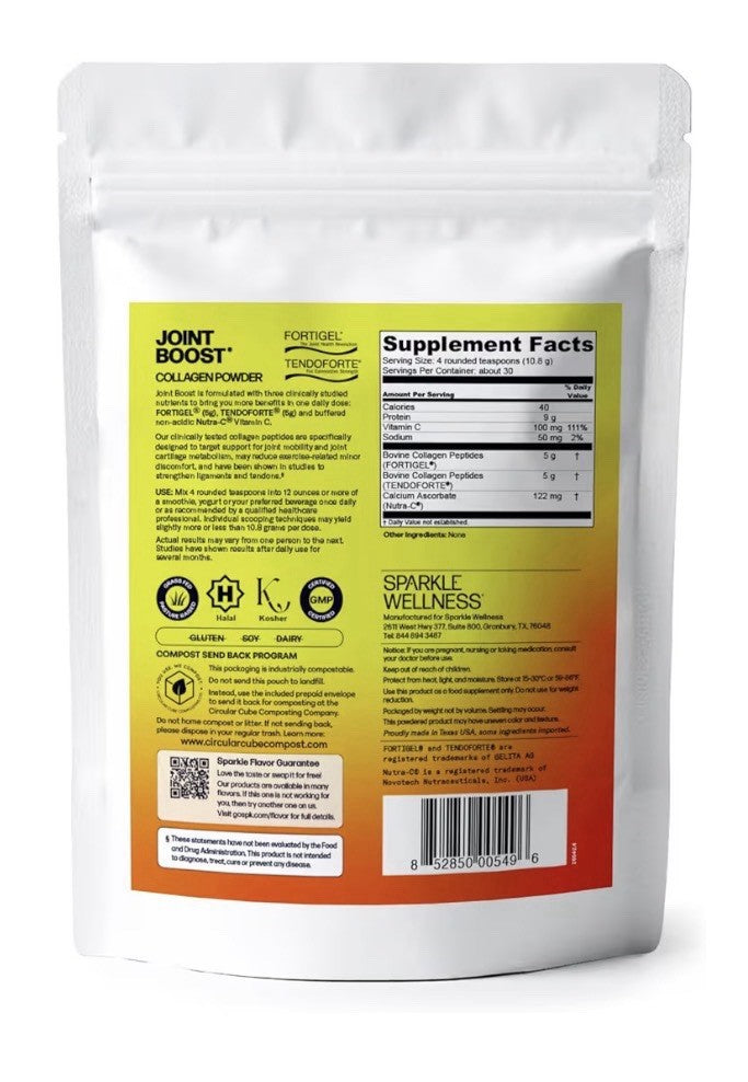 Sparkle Wellness Joint Boost Collagen Powder Mobility Ligament Health No Flavor
