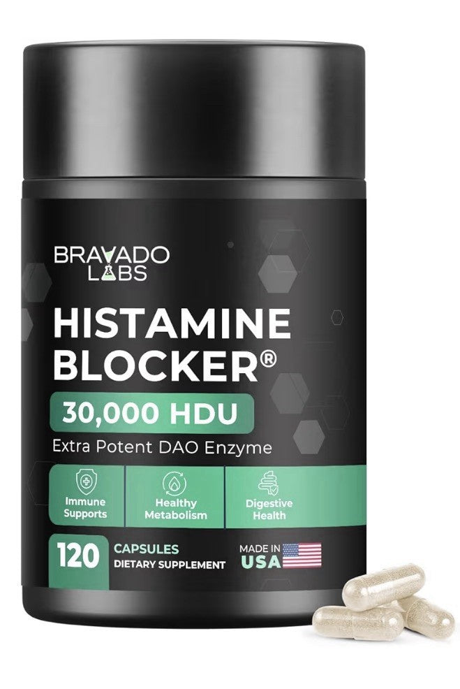 Bravado Labs Histamine Blocker 30,000 HDU Extra Potent DAO Enzyme 120 Capsules