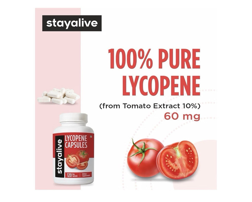 STAY ALIVE Lycopene Supplement for Men Natural Tomato Extract 120 Capsules