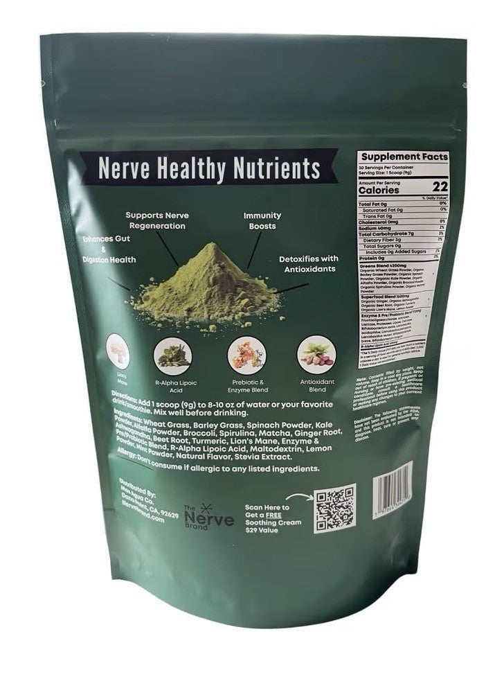 The Nerve Brand Neuropathy Blend Powder Nerve Health 30 Servings Chocolate