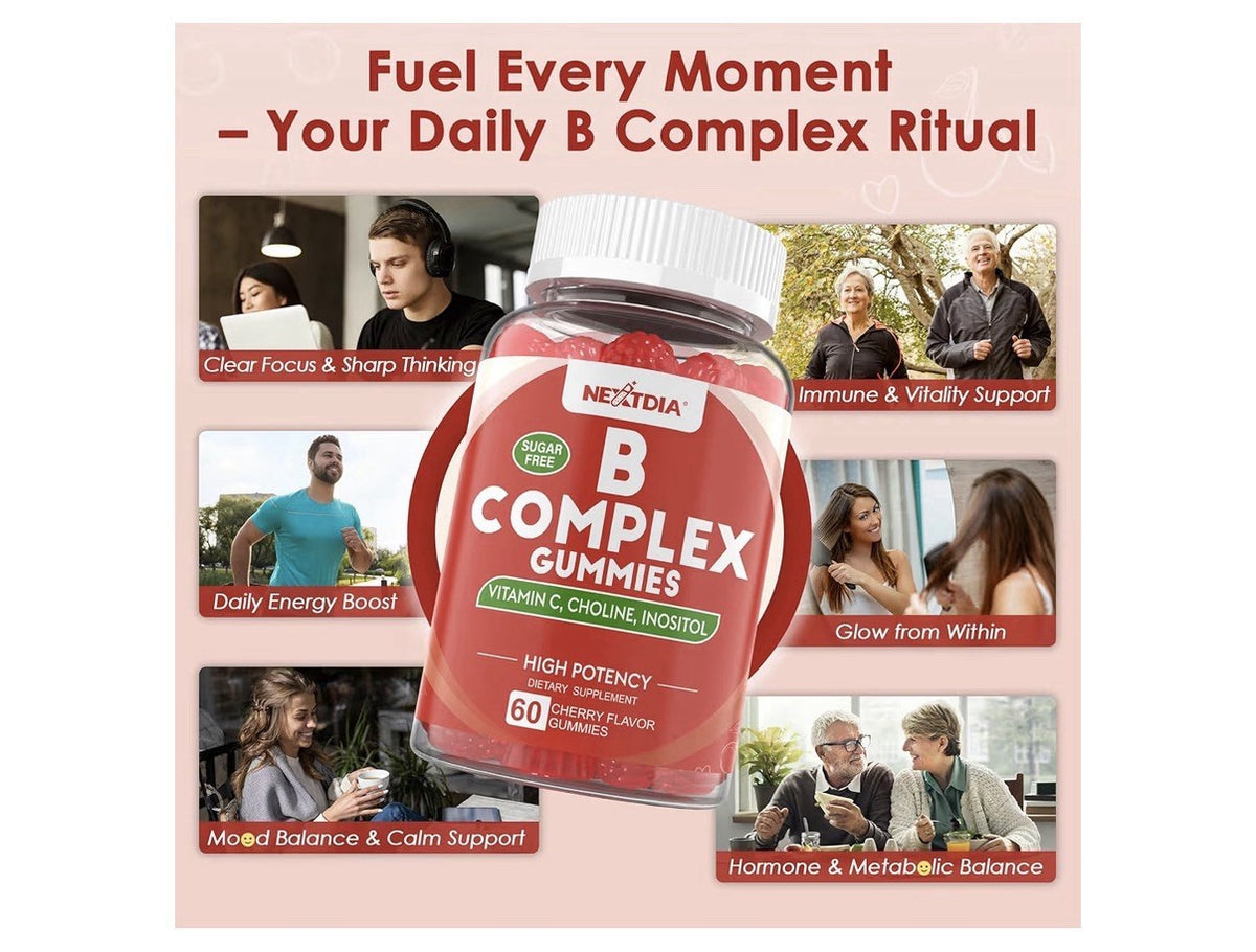2 Pack Nextdia B Complex Gummies Vitamin C Choline Inositol For Energy Immune